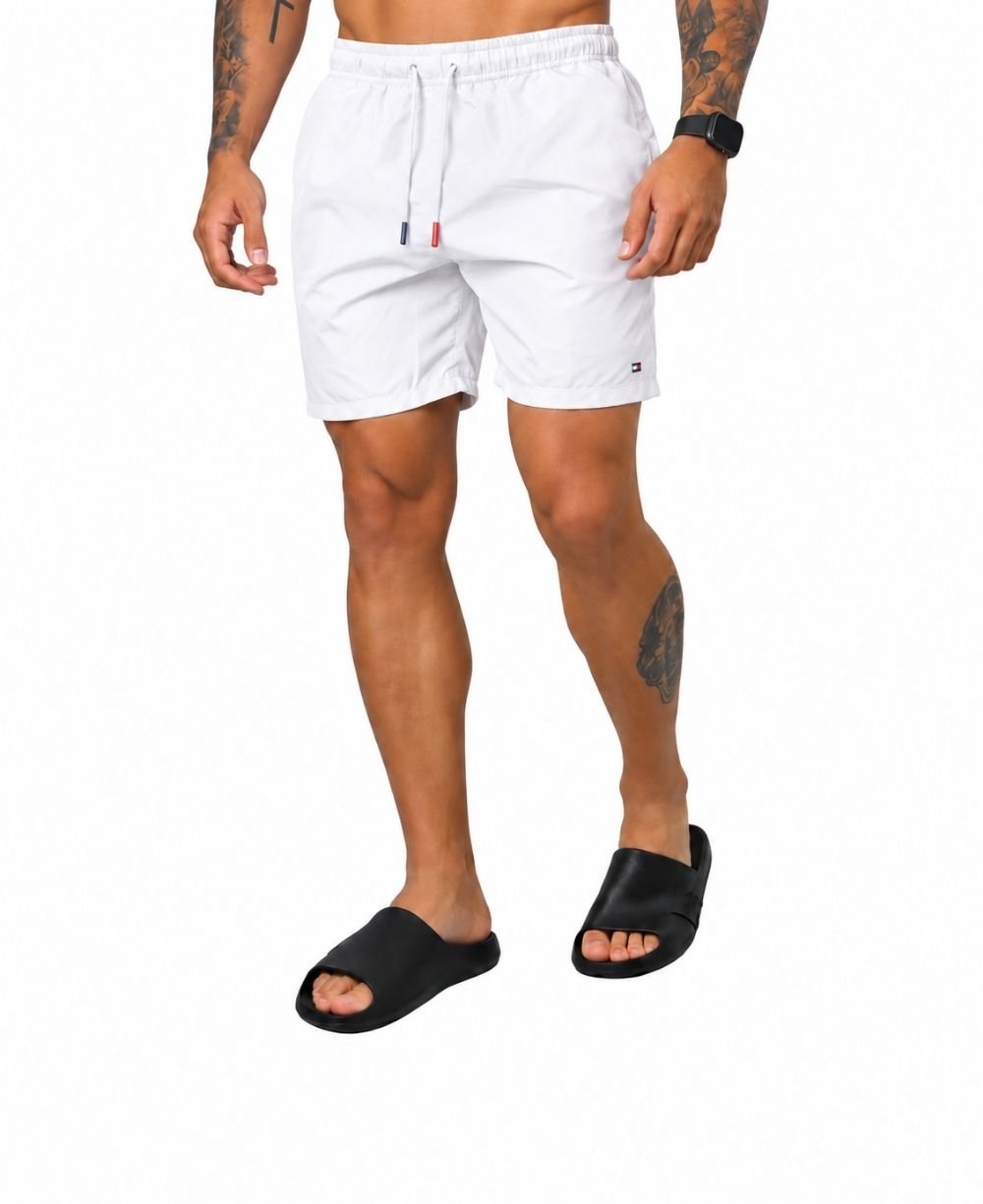 Shorts de Banho Branca Essential com Bandeira - Tommy Hilfiger