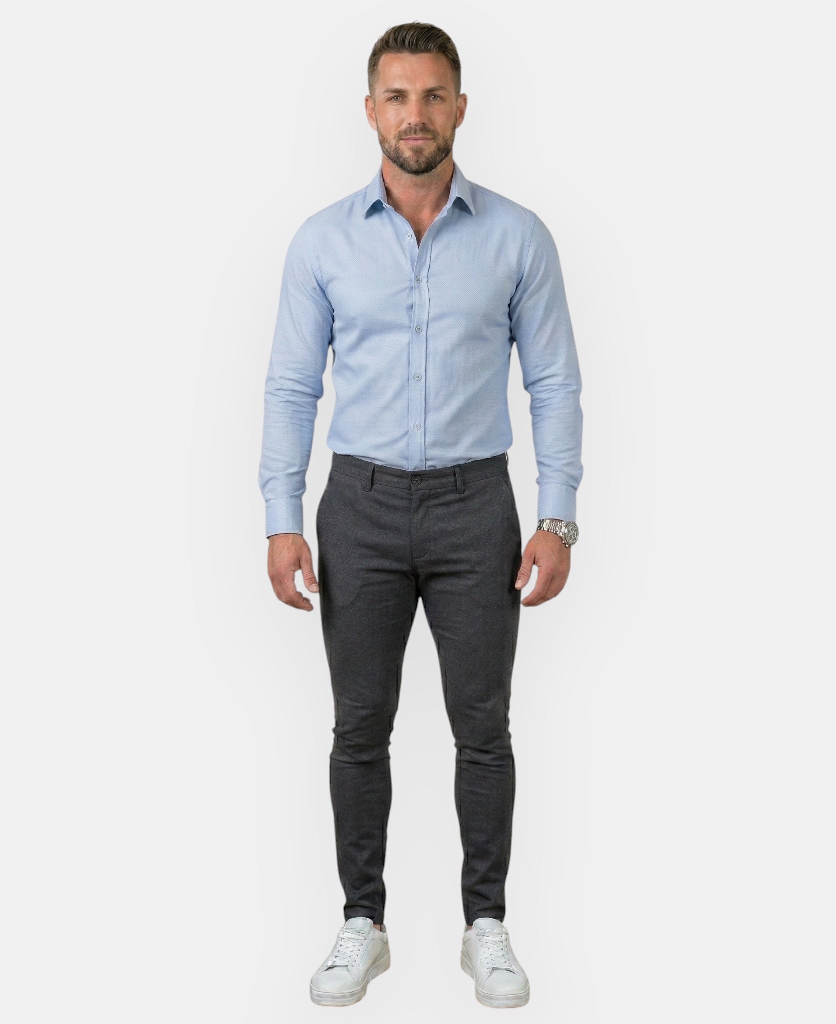 Camisa Manga Longa Azul Claro Fibra de Bambu - Paladhos