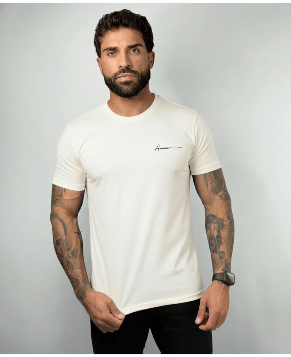 Camiseta Masculina Off White Malha Regular - Aramis