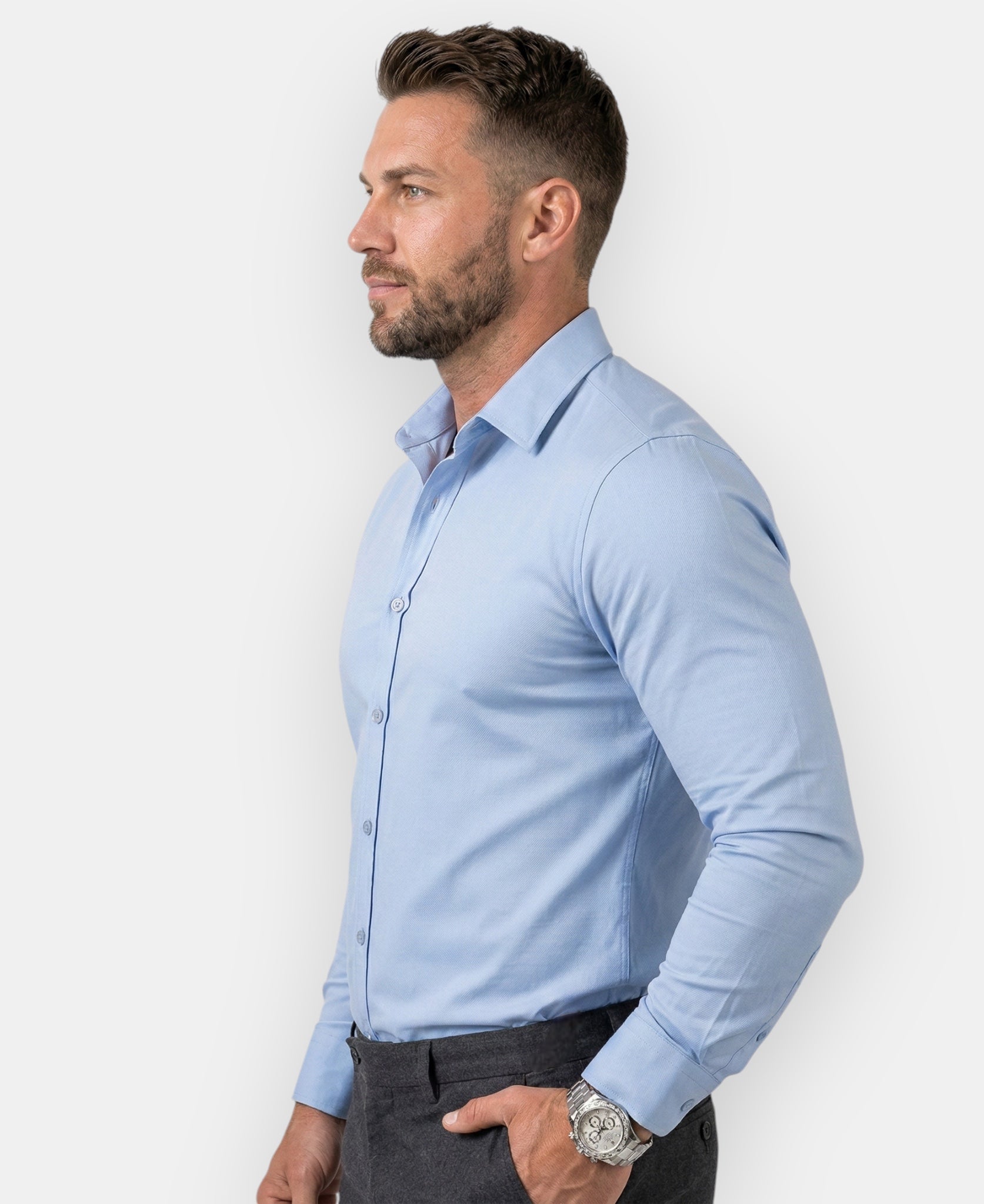 Camisa Manga Longa Azul Claro Fibra de Bambu - Paladhos