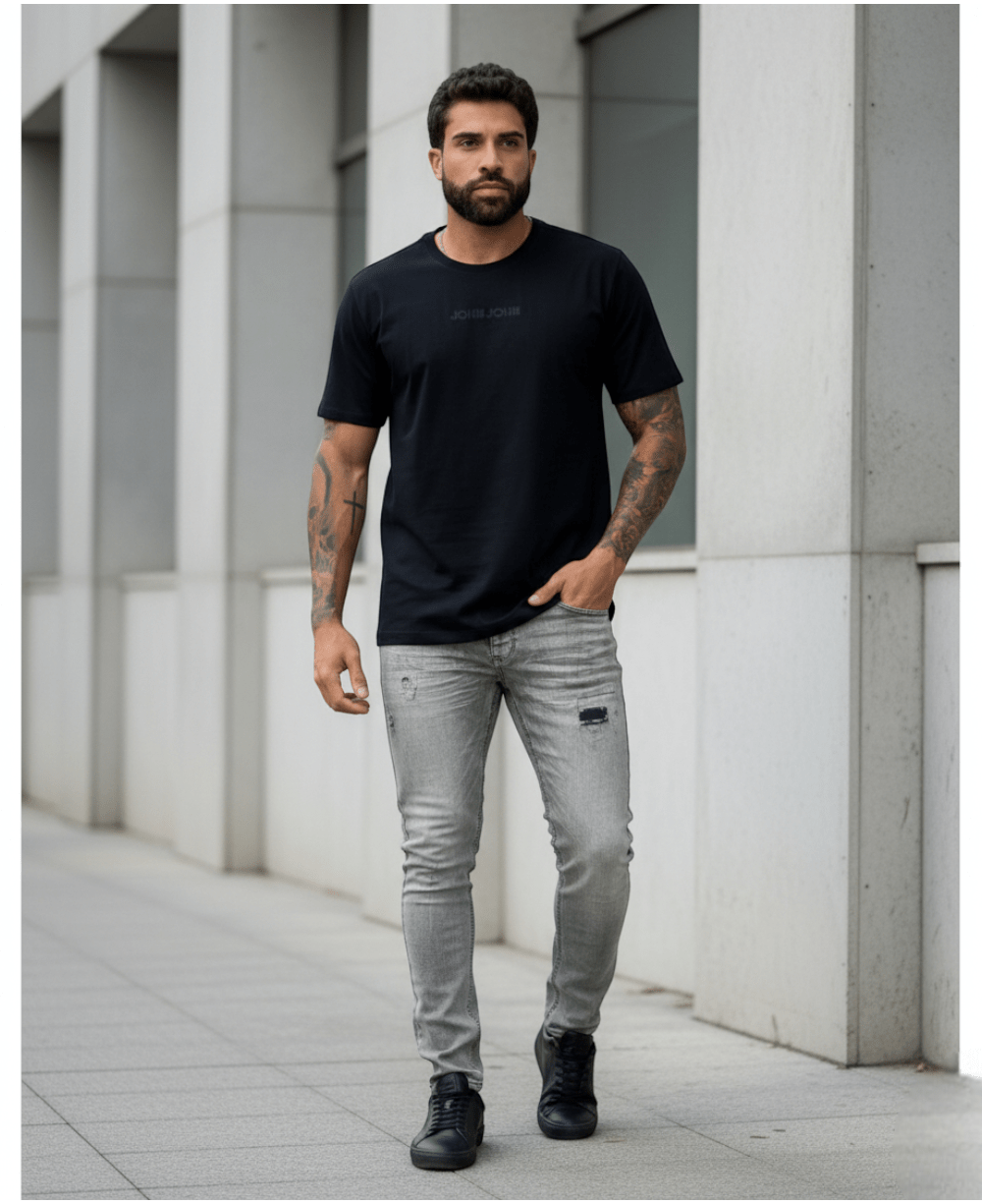 Camiseta Relaxed Fit John Minimal Black - John John
