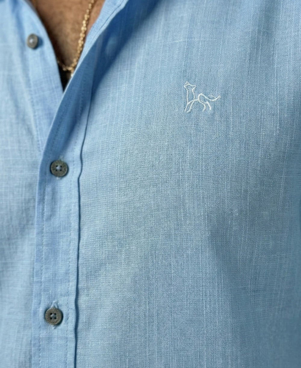 Camisa Manga Longa Azul Claro Masculino Viscolinho - Per Pochi