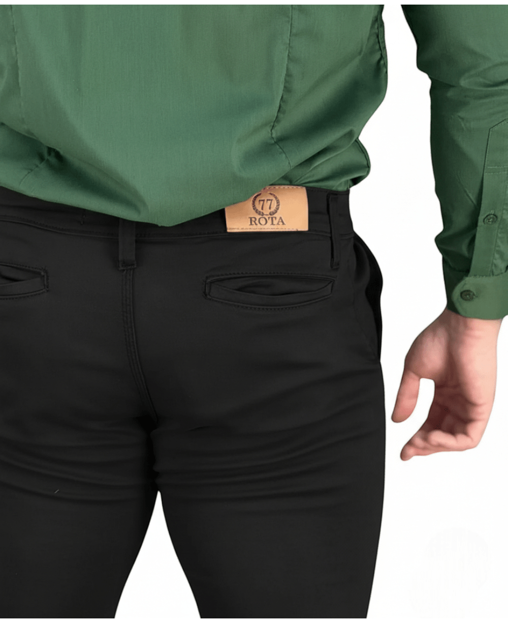 Calça Alfaiataria Preta Masculino com Lycra - Rota 77