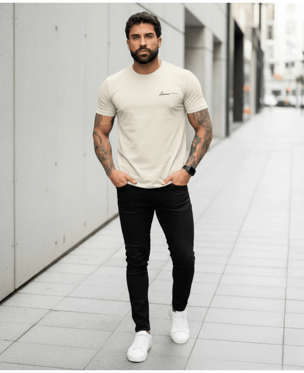 Camiseta Masculina Off White Malha Regular - Aramis