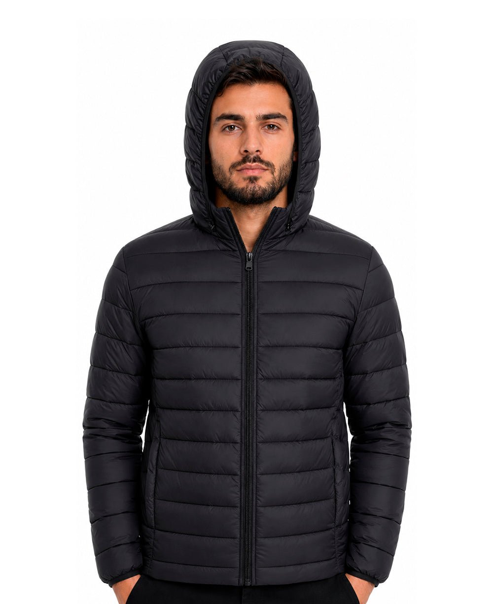 Jaqueta Preta Masculina Puffer Com Touca - Idel Vest Rouparia