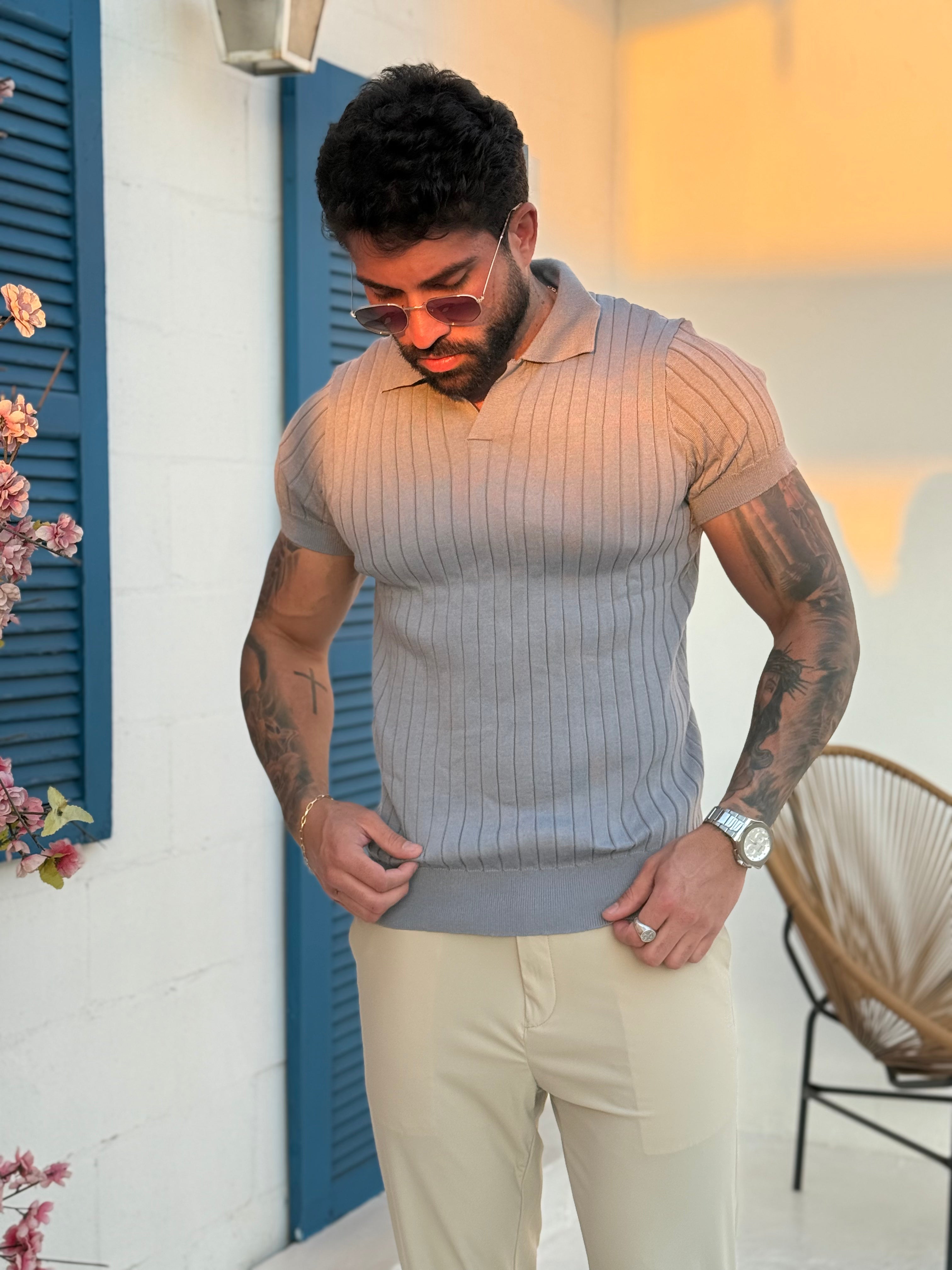 Polo Tricot Slim Masculino Capri - Per Pochi