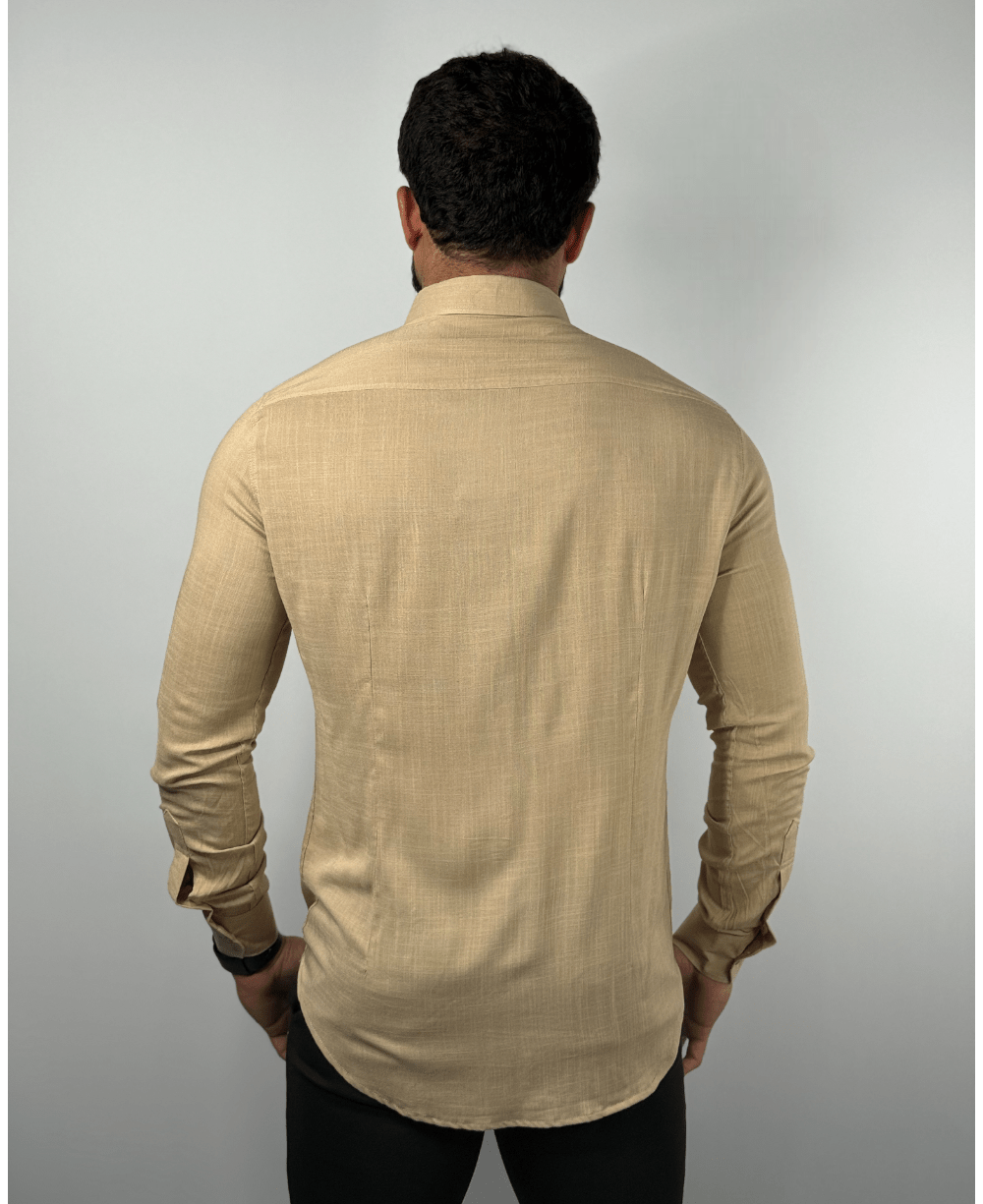 Camisa Dubai Gola Tradicional Bege Masculino - Per Pochi