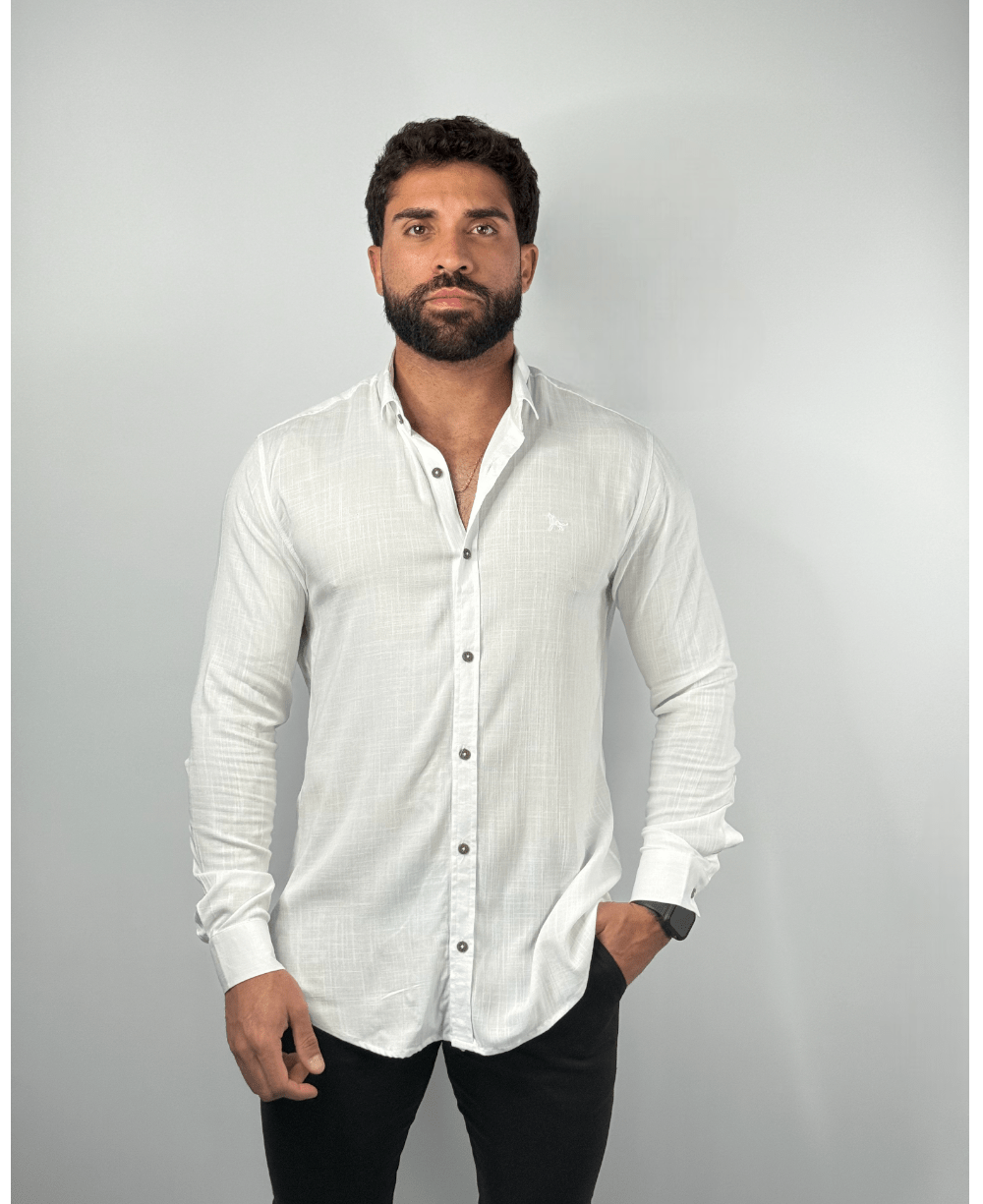 Camisa Dubai Gola Tradicional Branca Masculino - Per Pochi