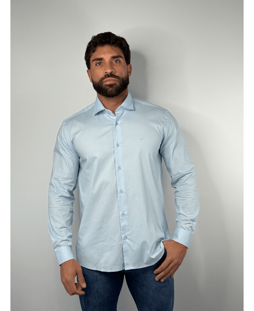 Camisa Social Azul bebe Manga Longa Stretch - Aramis