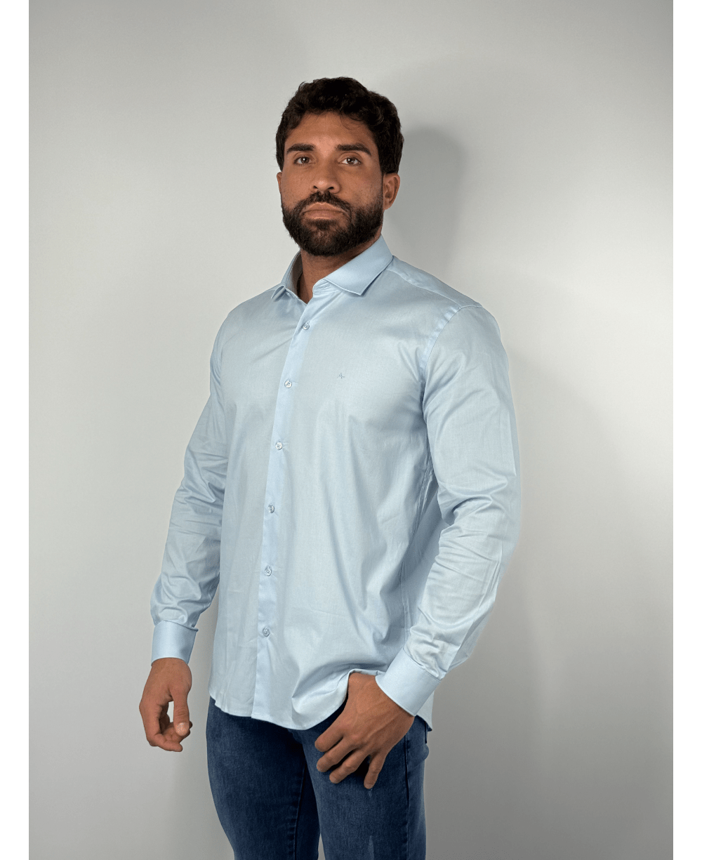 Camisa Social Azul bebe Manga Longa Stretch - Aramis