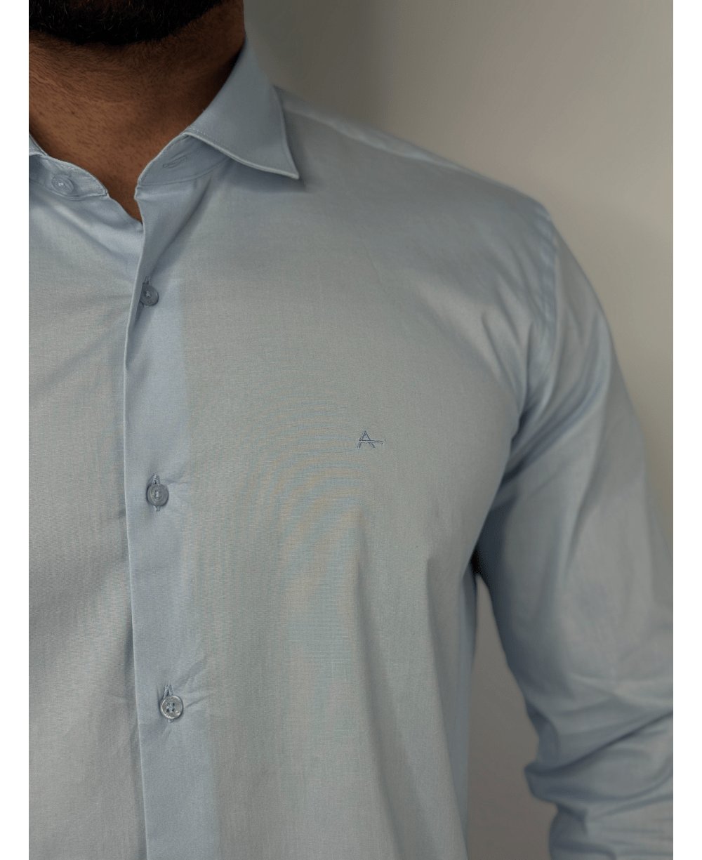 Camisa Social Azul bebe Manga Longa Stretch - Aramis