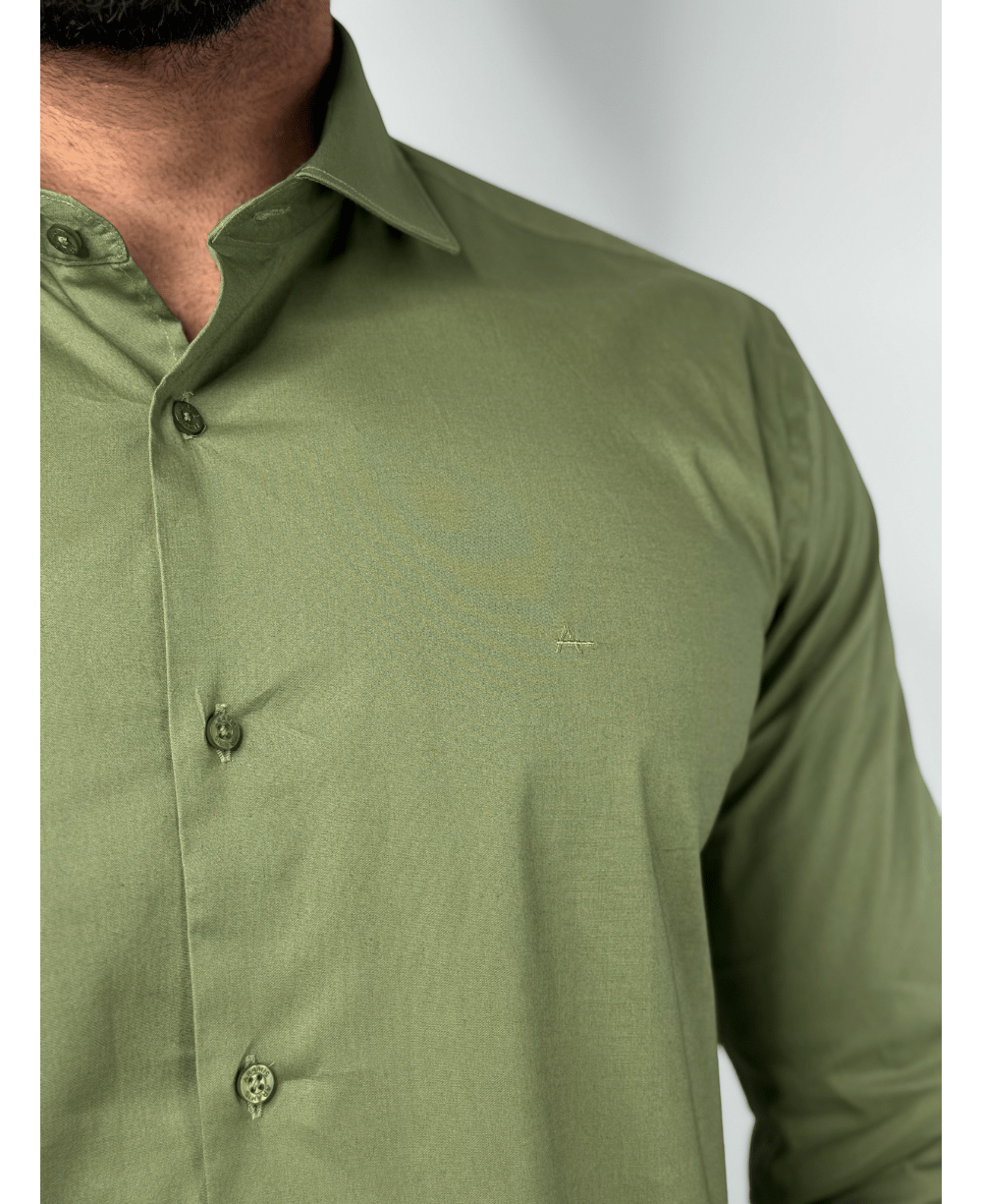 Camisa Social Verde Folha Manga Longa Stretch - Aramis