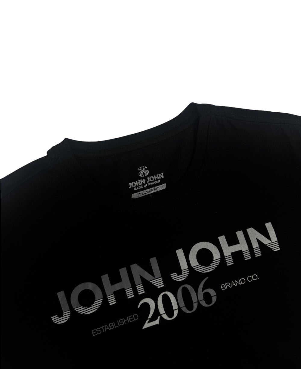 Camiseta Regular Preto Fit Double Stripes BK - John John