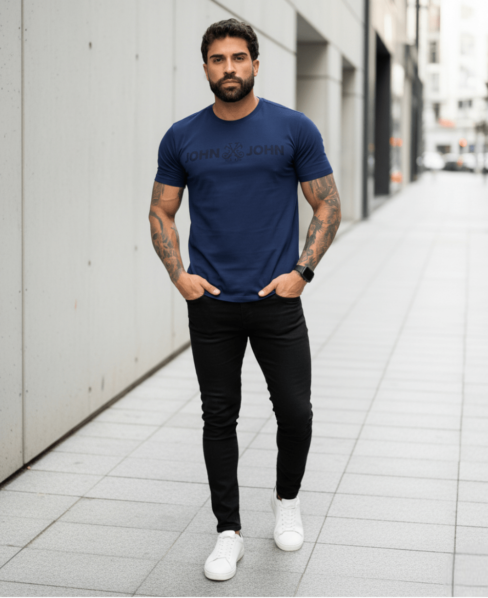 Camiseta Regular Fit JJ Basic Azul Escuro - John John