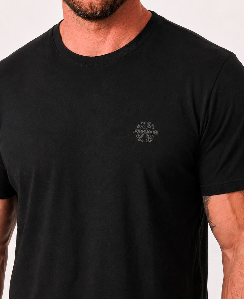 Camiseta Preta Masculina Regular Fit Light Transfer Black - John John