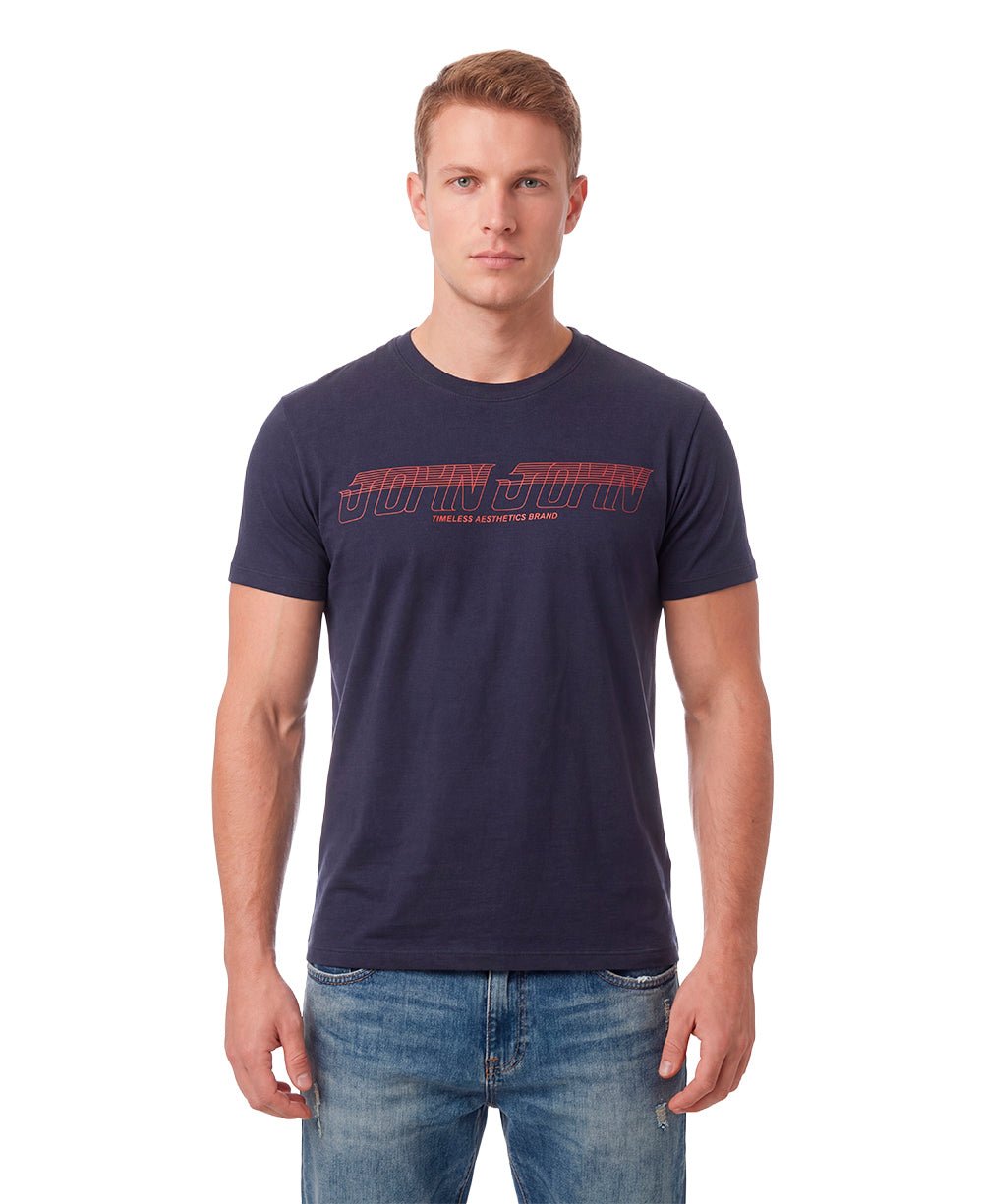 Camiseta Azul Marinho Masculino Frenquenc Slim fit - John John