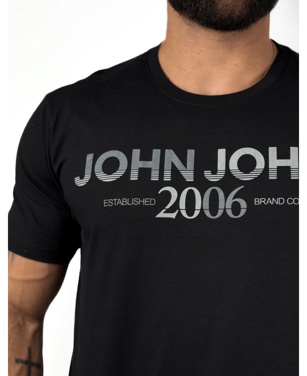 Camiseta Regular Preto Fit Double Stripes BK - John John
