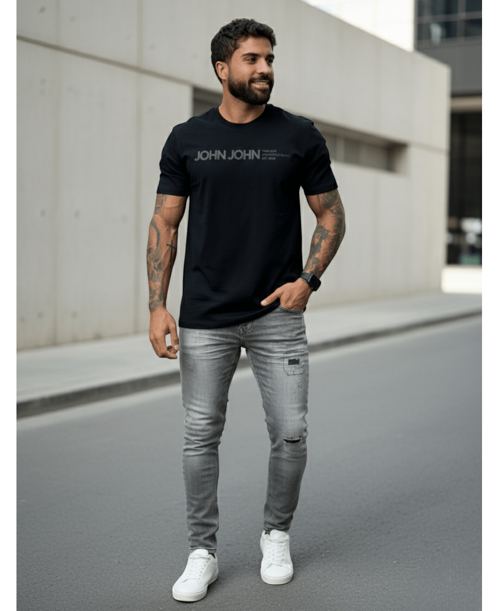 Camiseta T -Shirt Timeless Masculina Preto - John John