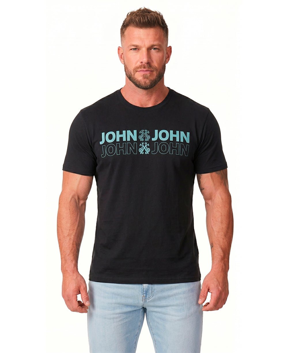 Camiseta Preta Masculina Regular Fit Opposites - John John