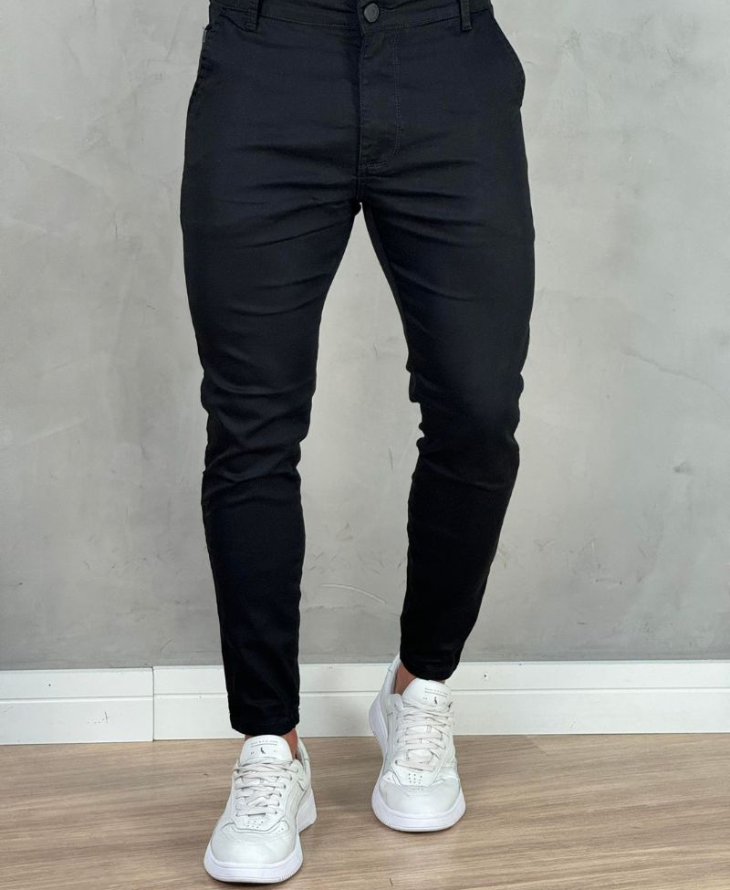 Kit 2 Calças Alfaiataria Sarja Preta e Caqui Masculino Super Skinny - Codi Jeans