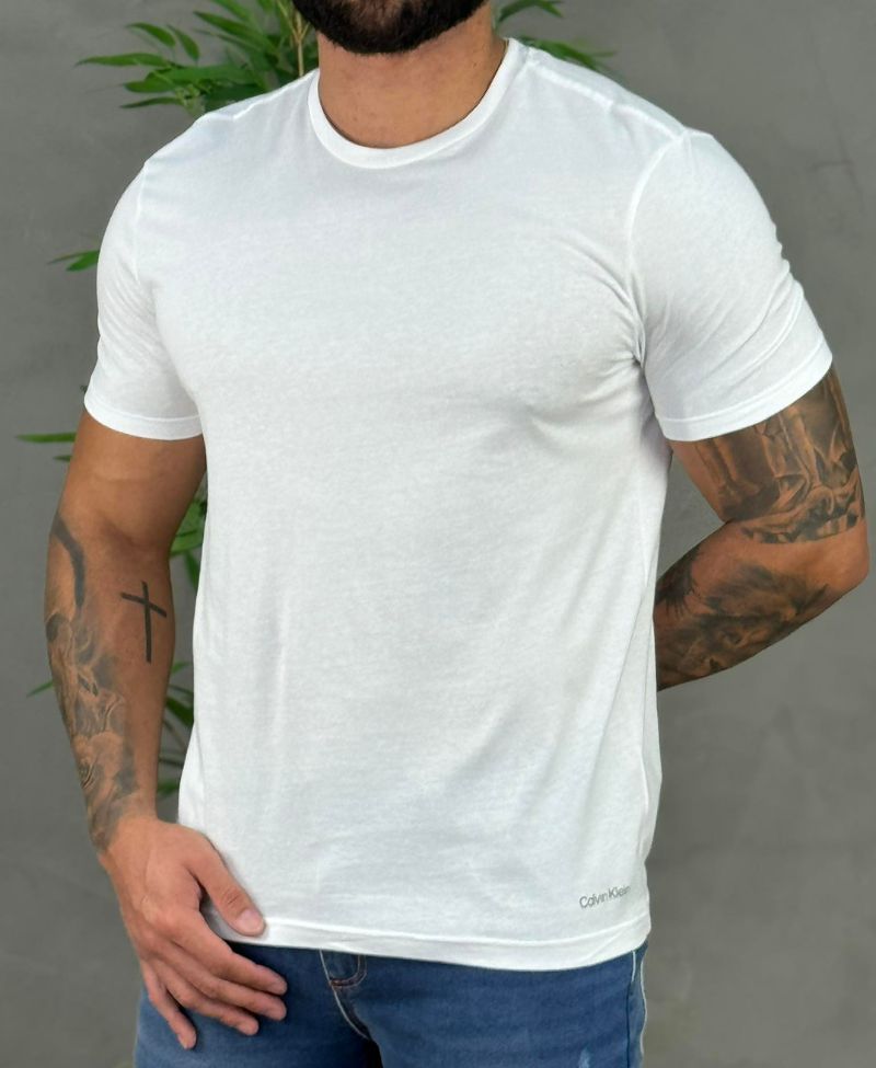 Kit 2 Camiseta Branca Masculina Crew-Neck - Calvin Klein