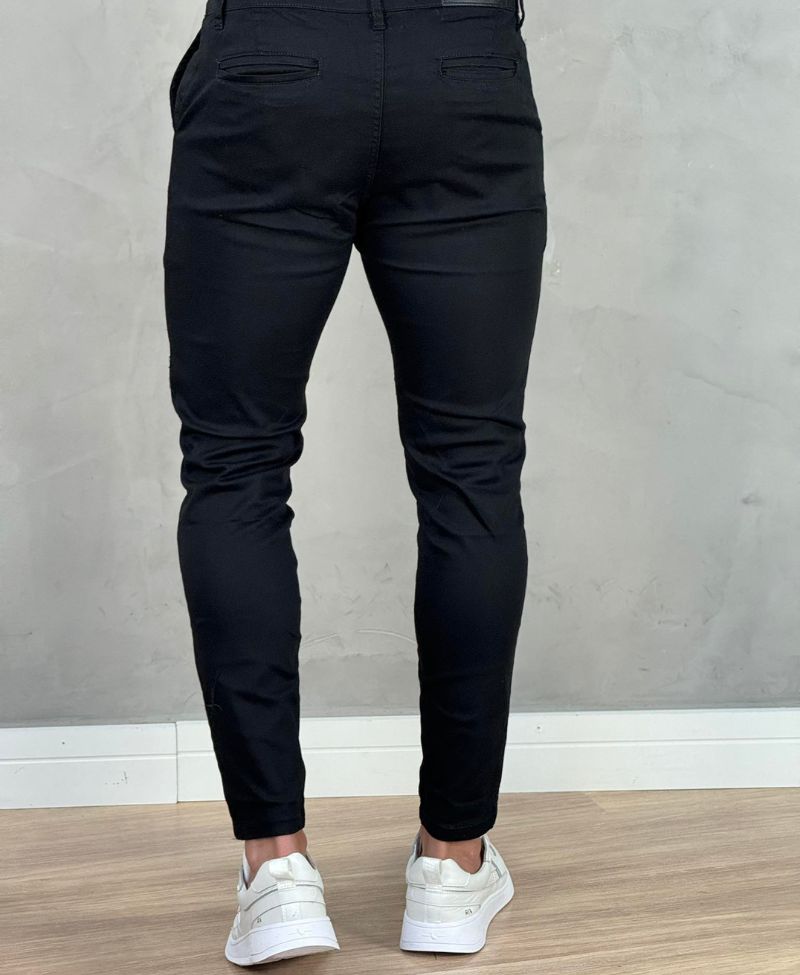 Kit 2 Calças Alfaiataria Sarja Preto Masculino Super Skinny - Codi Jeans