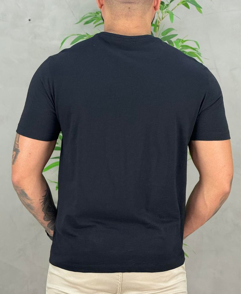 Kit 2 Camiseta Preta e Azul Marinho Masculino Flamê - Calvin Klein