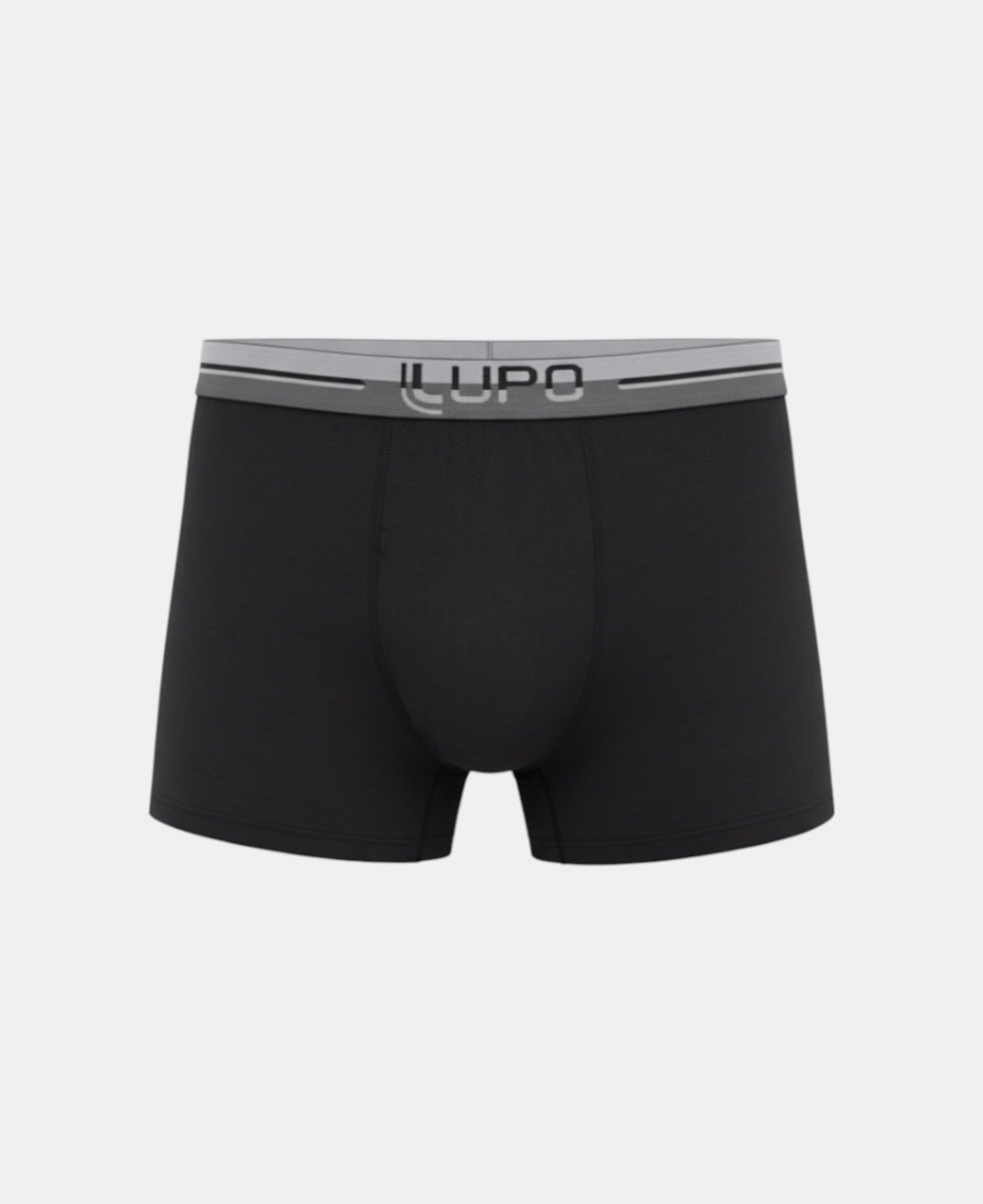 Cueca Boxer Preta Masculina Algodão com Elastano - Lupo