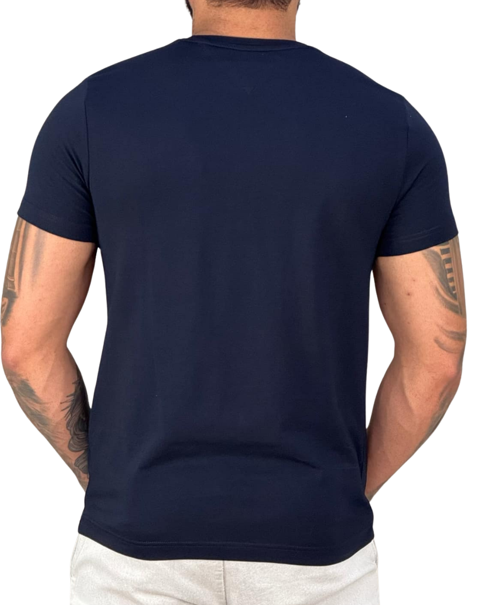 Camiseta Azul Marinho Masculina Clássic Logo Bordado - Tommy Hilfiger