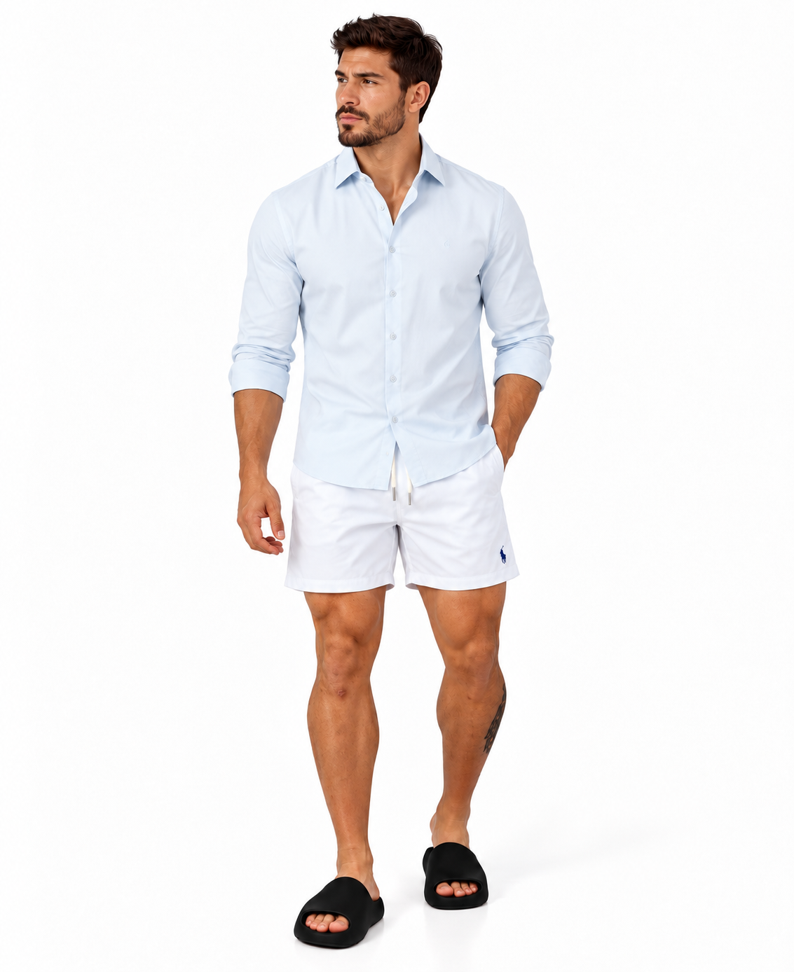 Shorts Praia Branco Masculino Liso - POLO