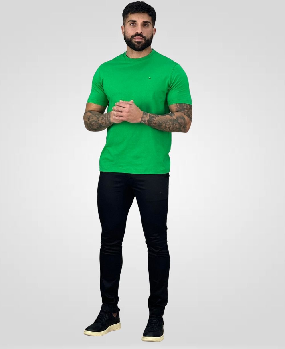 Camiseta Verde Menta Masculina Malha Regular - Aramis