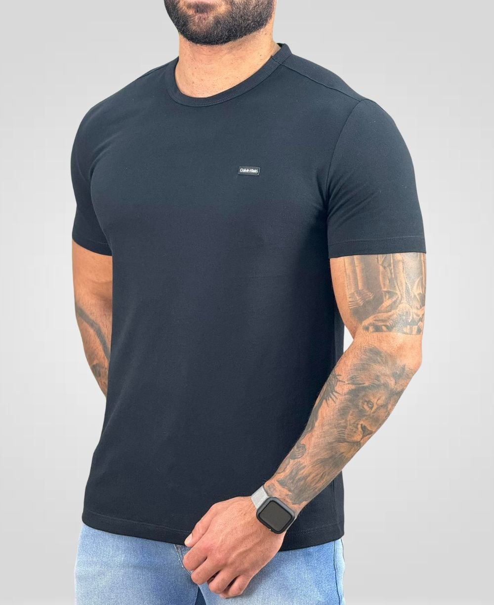 Camiseta Preta Masculina Piquet - Calvin Klein