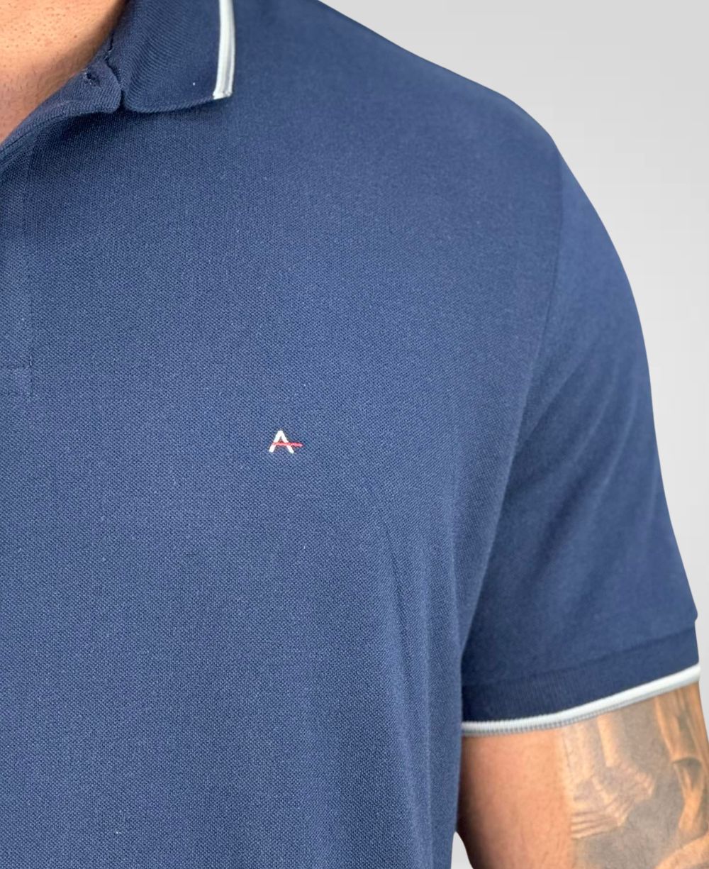 Camisa Polo Azul Marinho Masculina With Trims - Aramis