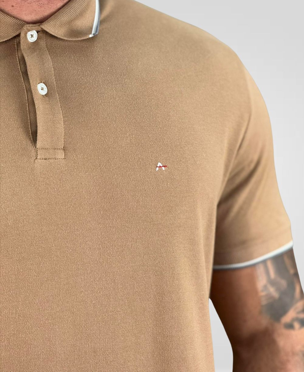 Camisa Polo Caqui Masculina With Trims - Aramis