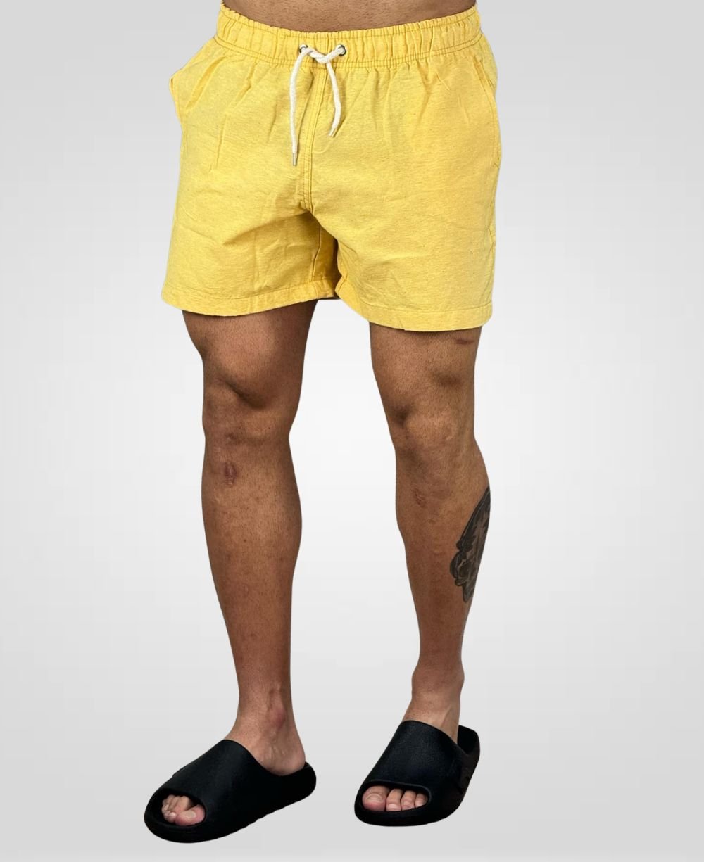 Shorts Praia Amarelo Masculina Lisa - Ideal Vest Rouparia
