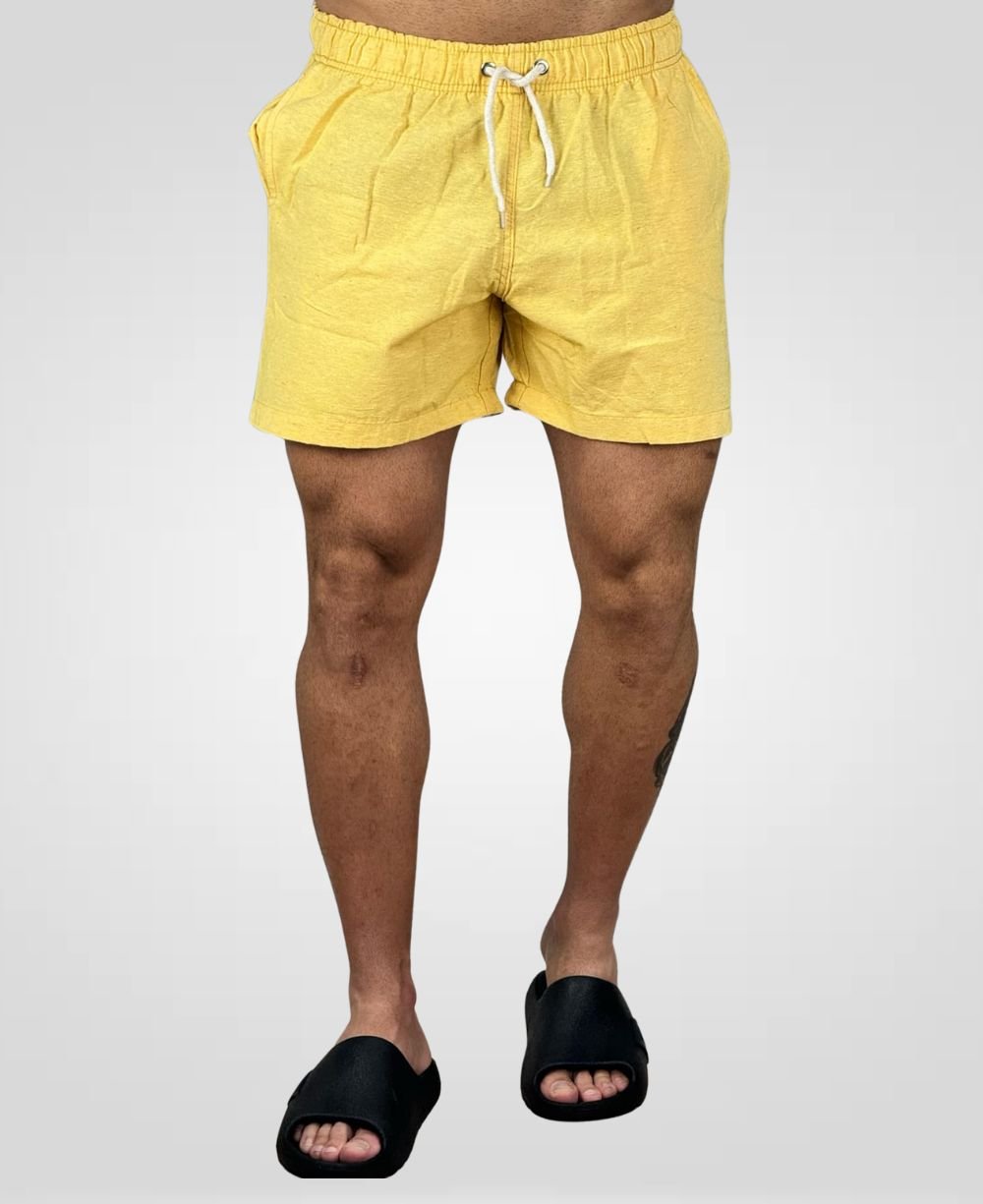 Shorts Praia Amarelo Masculina Lisa - Ideal Vest Rouparia