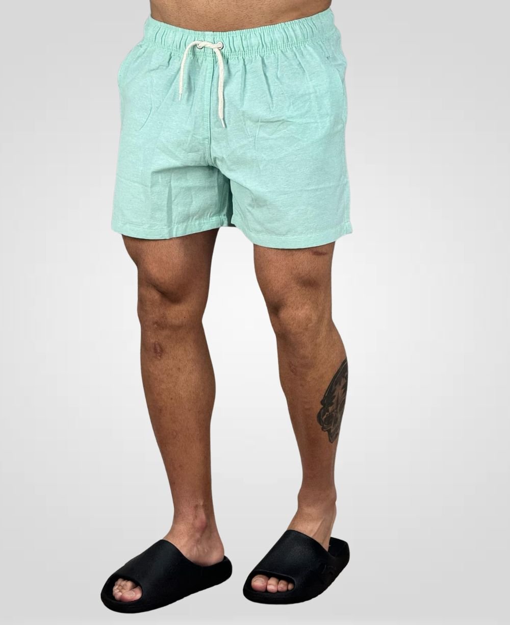 Shorts Praia Verde Água Masculina Lisa - Ideal Vest Rouparia