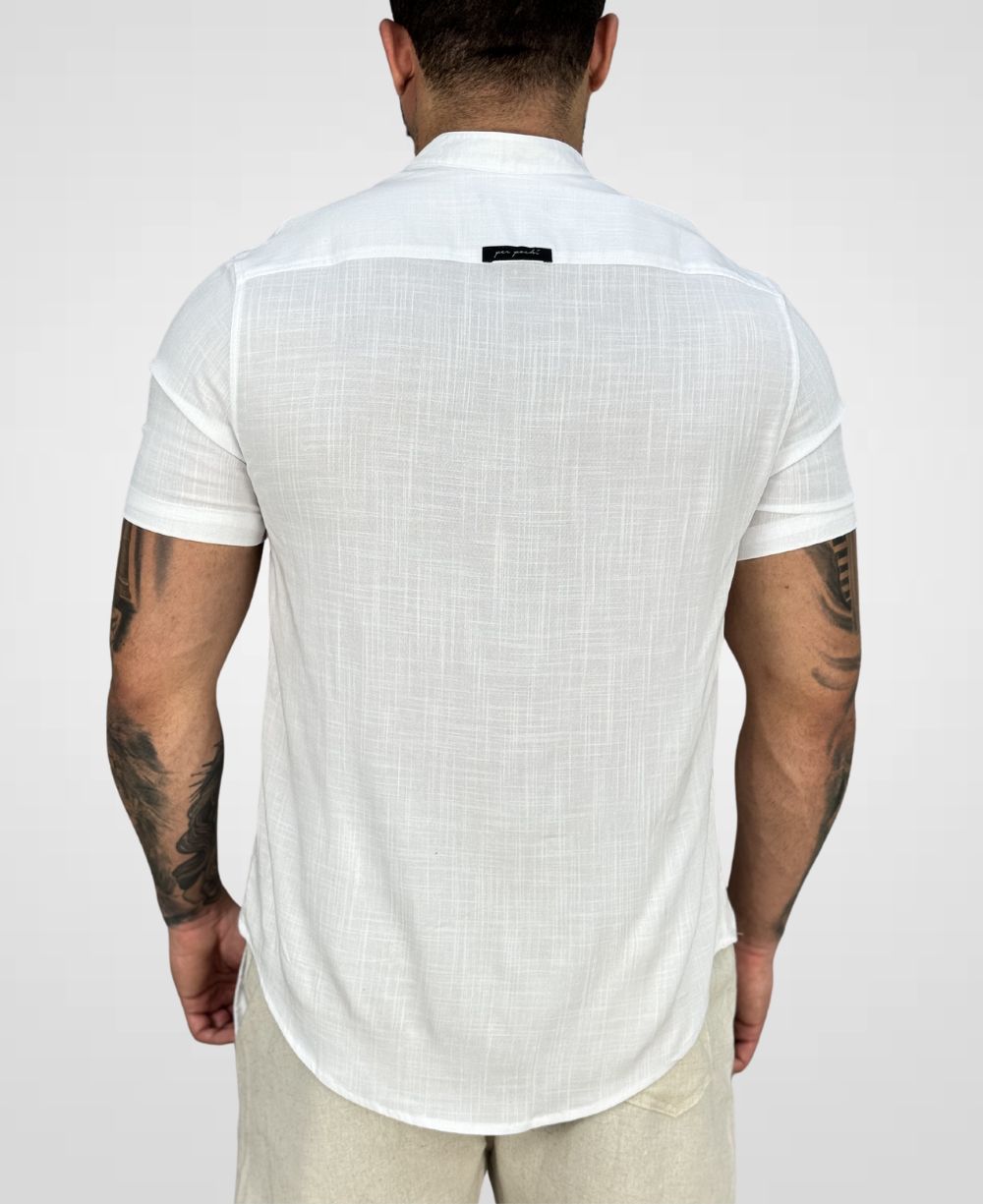 Camisa Bata Branca Masculina Básica - Per Pochi
