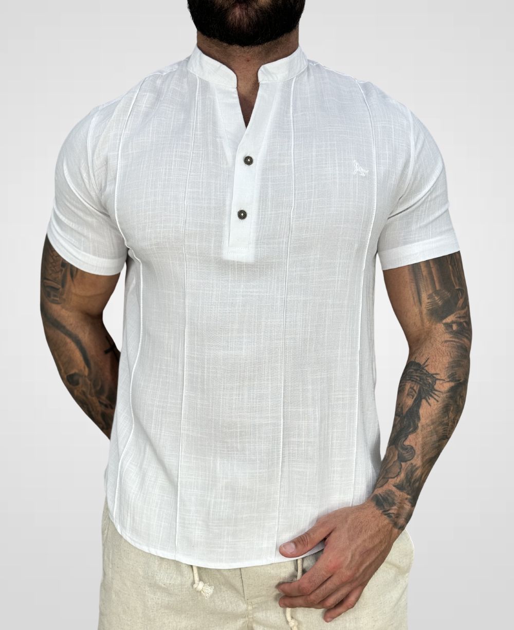 Camisa Bata Branca Masculina Básica - Per Pochi