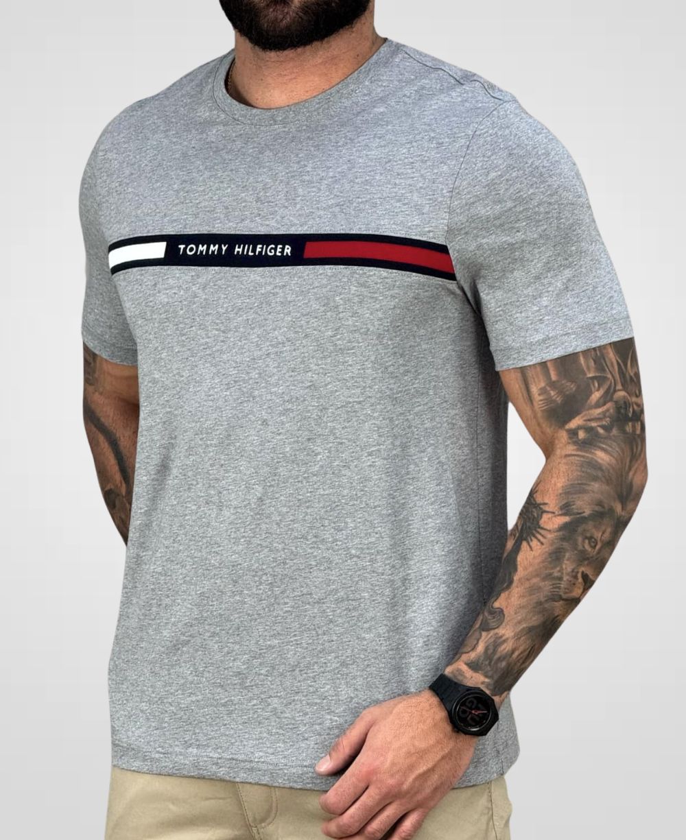 Camiseta Cinza Masculina Regular Fit - Tommy Hilfiger