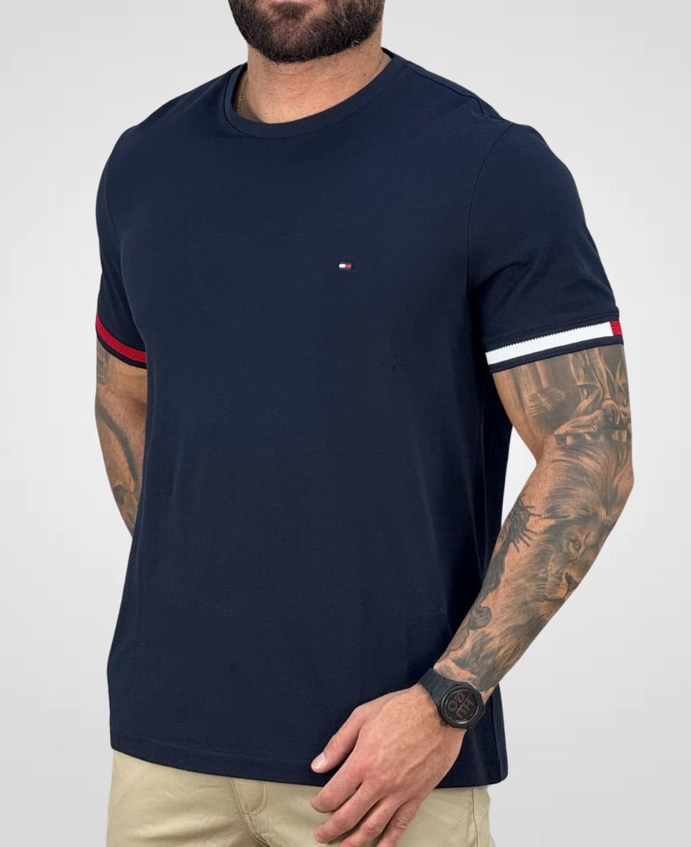Camiseta Azul Marinho Masculina Piquet - Tommy Hilfiger