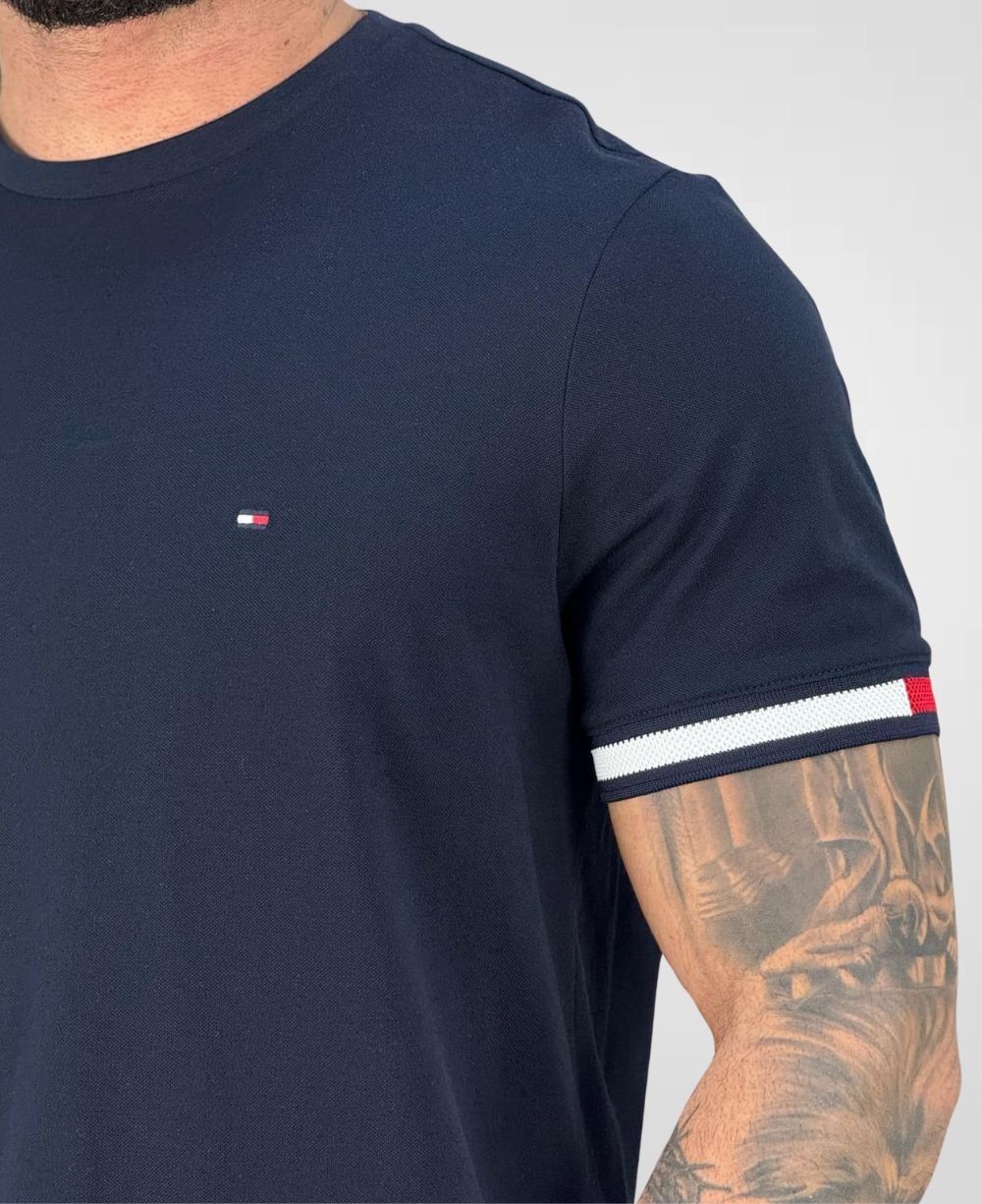 Camiseta Azul Marinho Masculina Piquet - Tommy Hilfiger