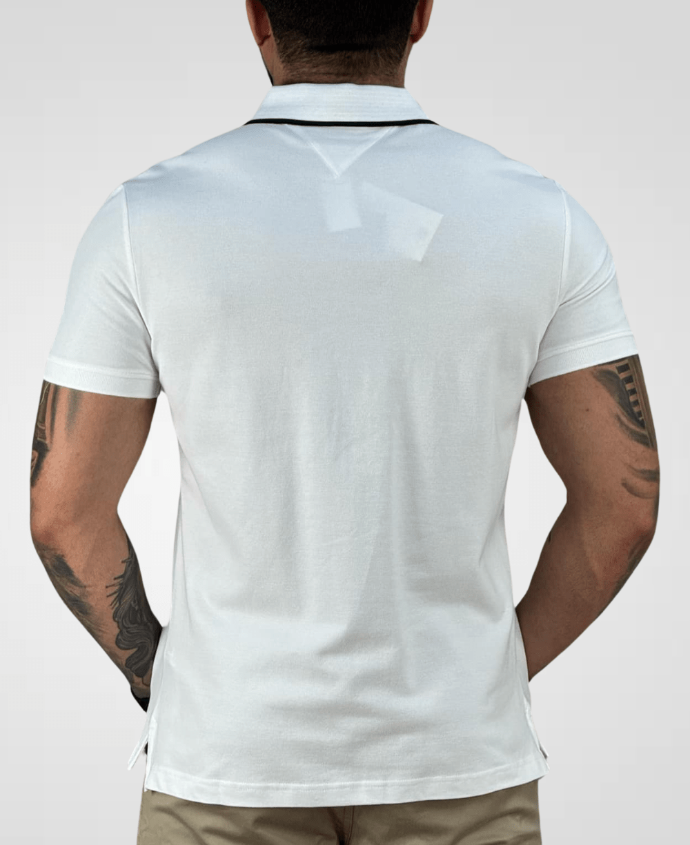 Camisa Polo Branca 1985 Com Friso Slim - Tommy Hilfiger