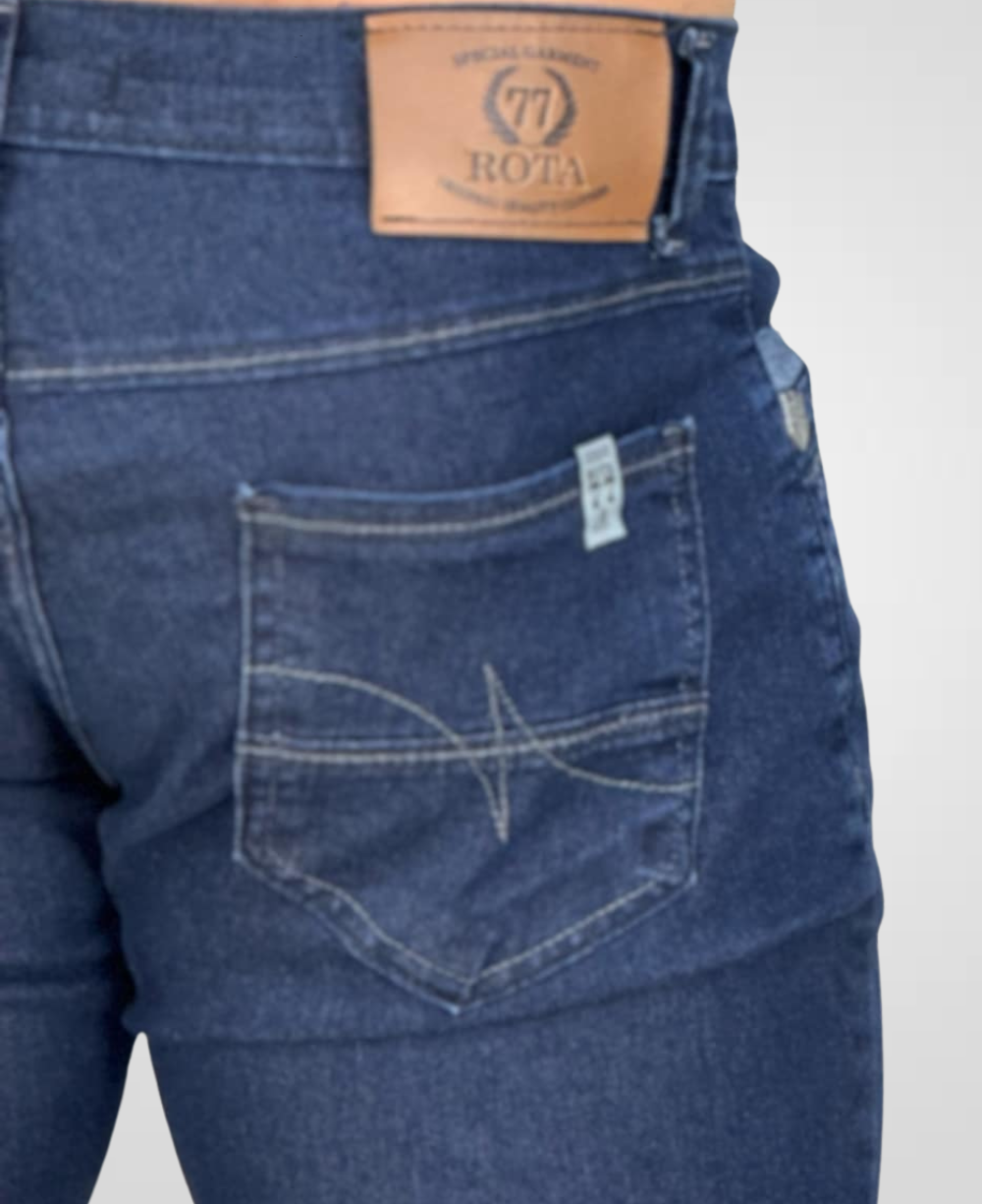Calça Jeans Escuro Masculina Lisa Skinny - Rota 77