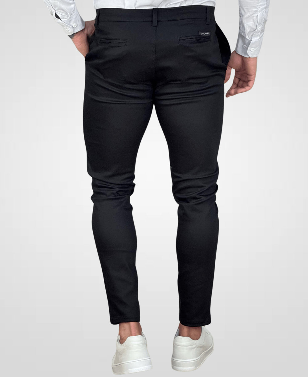 Calça Alfaiataria Preta Masculina Acetinada Skinny - Per Pochi