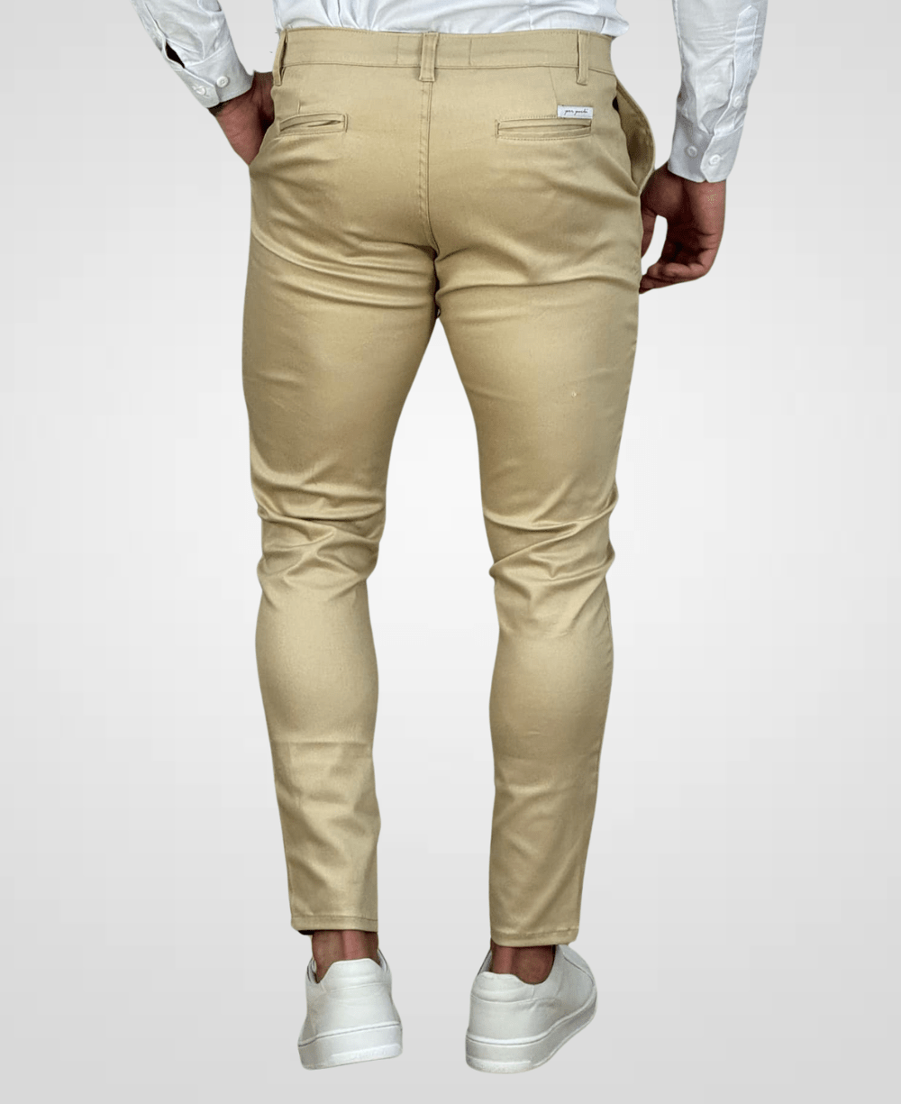 Calça Alfaiataria Bege Masculina Skinny - Per Pochi