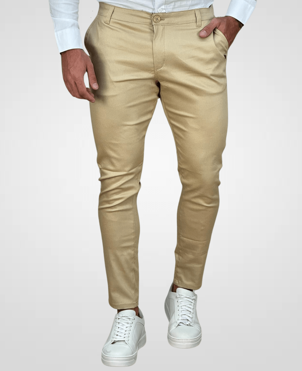Calça Alfaiataria Bege Masculina Skinny - Per Pochi