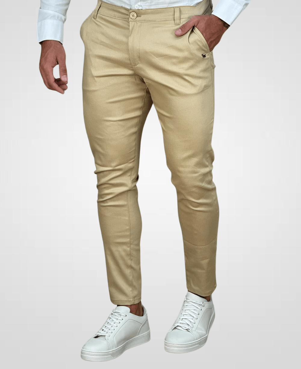 Calça Alfaiataria Bege Masculina Skinny - Per Pochi