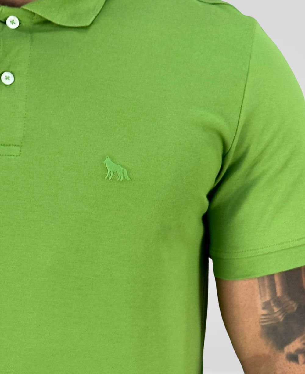 Camisa Polo Verde Hortelã Masculina Logo Wolf - Acostamento