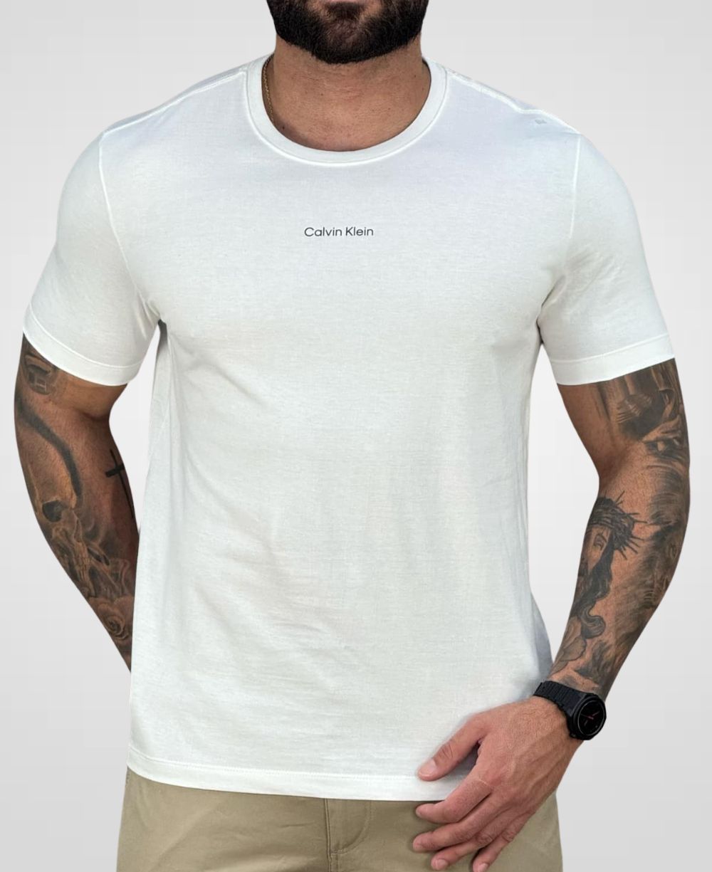 Camiseta Off-white Masculina Manga Curta - Calvin Klein